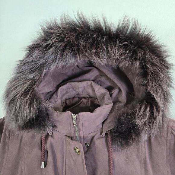 Worthington Dupont Thermolite Plus Faux Fur Trim Hood Zip Parka Jacket Purple - Picture 6 of 16